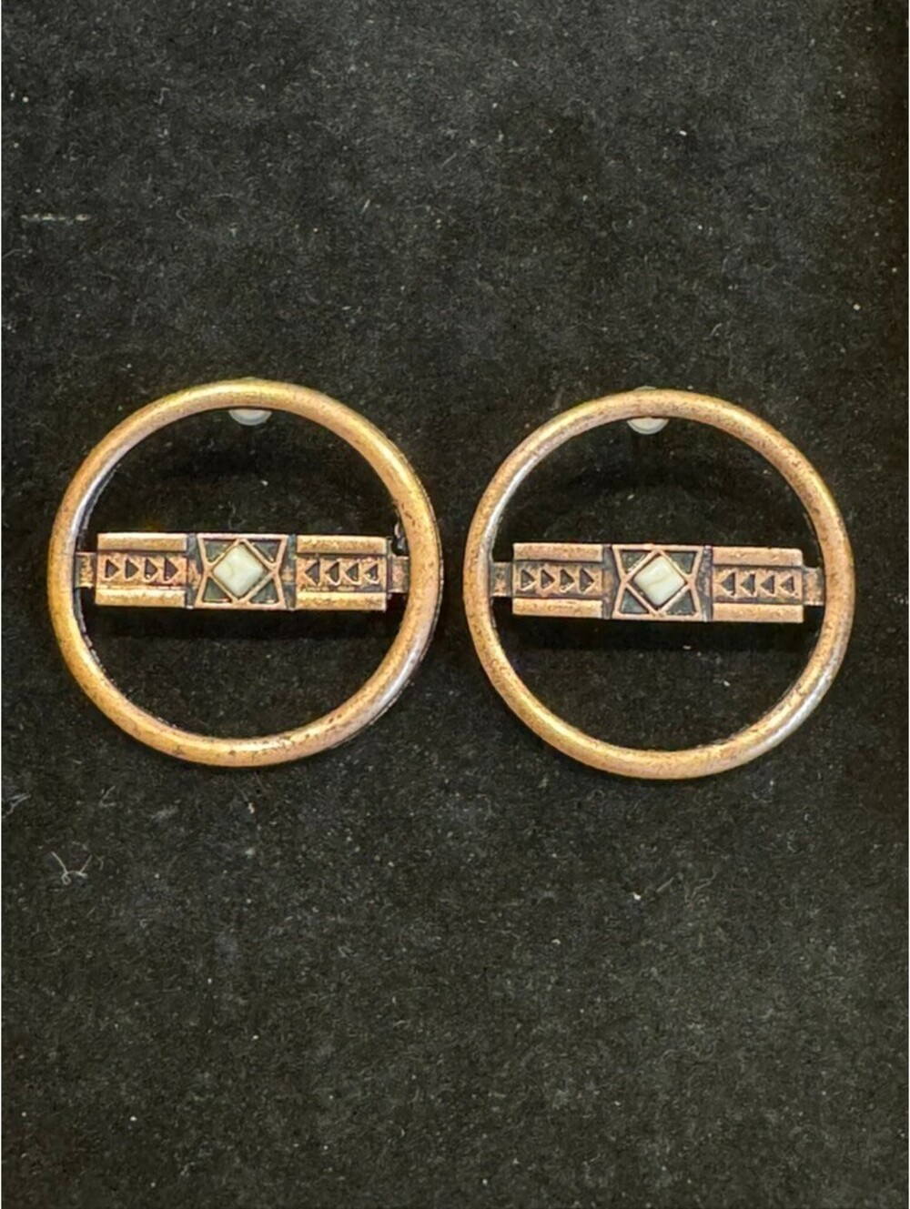 Vintage Style Bronze Geometric Hoop Earrings